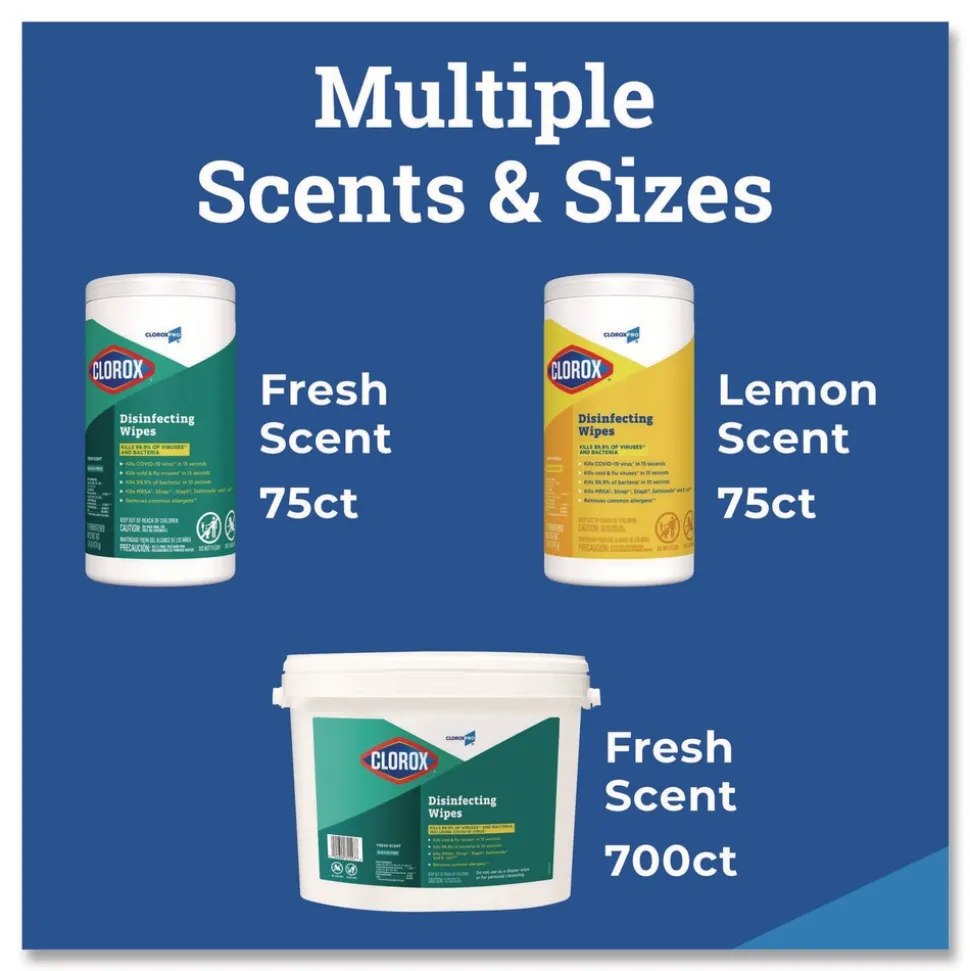 Clorox 1 Ply 7 in. x 8 in. Fresh Scent Disinfecting Wipes - White (1/Carton)