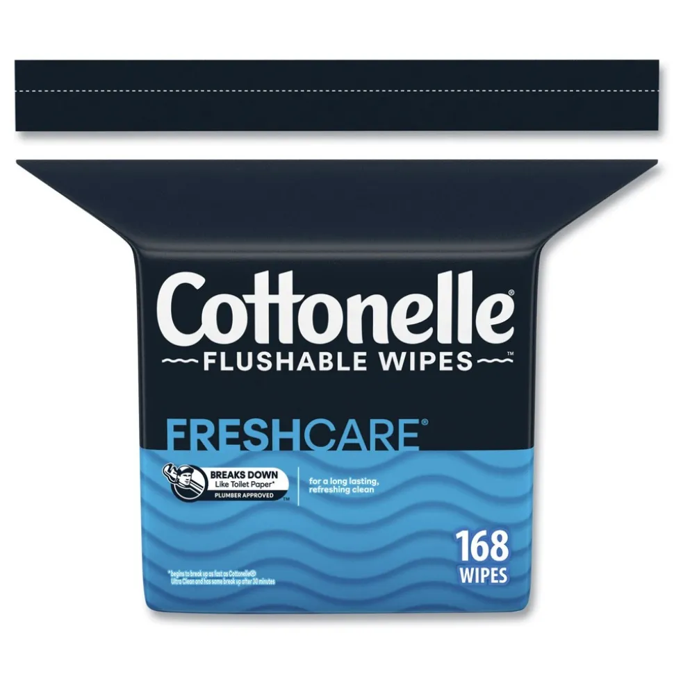 Cottonelle 10358 5 in. x 7.25 in. 1-Ply Fresh Care Flushable Cleansing Cloths - White (8/Carton)
