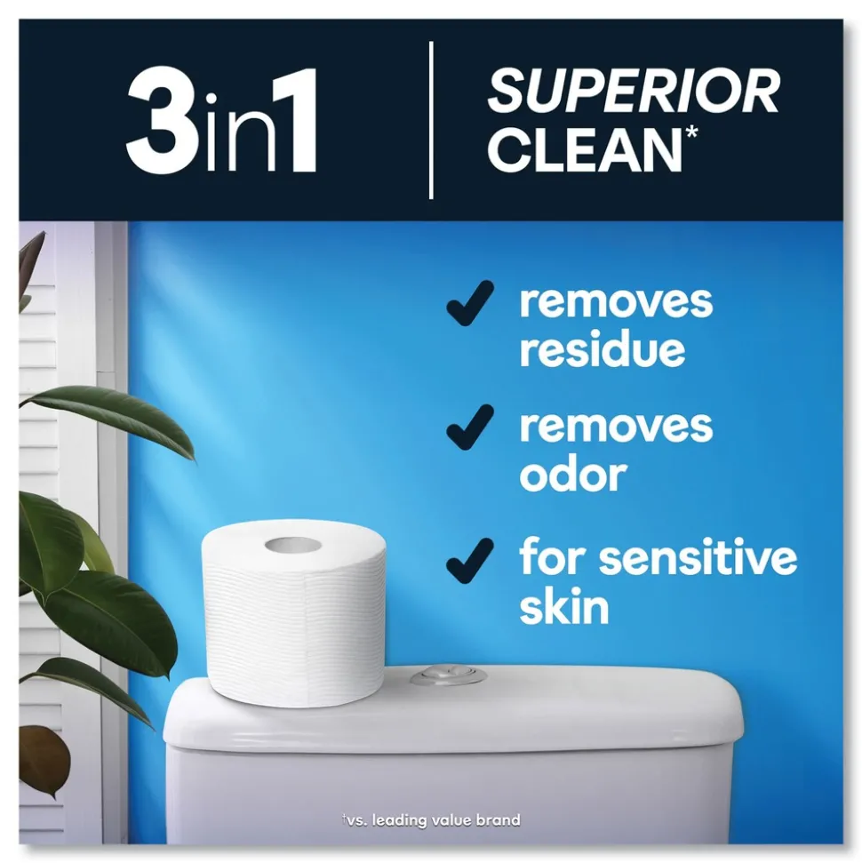 Cottonelle Ultra CleanCare 1-Ply Septic Safe Mega Rolls Strong Tissue Toilet Paper - White (48/Carton)
