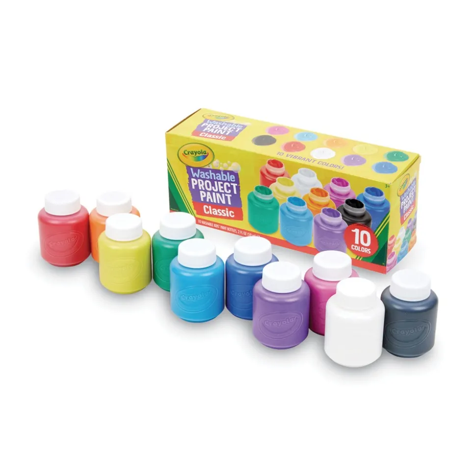 Crayola Washable Watercolor Project Paint, Assorted Classic Colors, 2 Oz Bottle, 10/pack