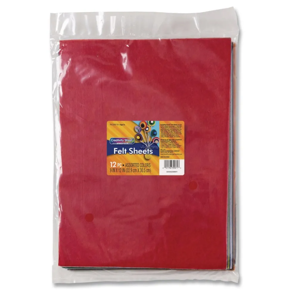 Creativity Street 9 in. x 12 in. Rectangular Felt Sheets - Assorted Colors (12/Pack)