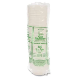 Dart 10 oz. - 12 oz. Quiet Classic Laminated Foam Dinnerware Bowls - White (1000/Carton)