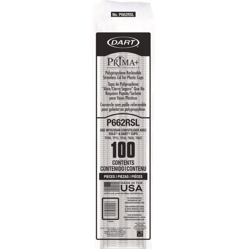 Dart Prima Strawless Plastic Lids Fits 9 oz. to 20 oz. Cold Cups - Clear (1000/Carton)