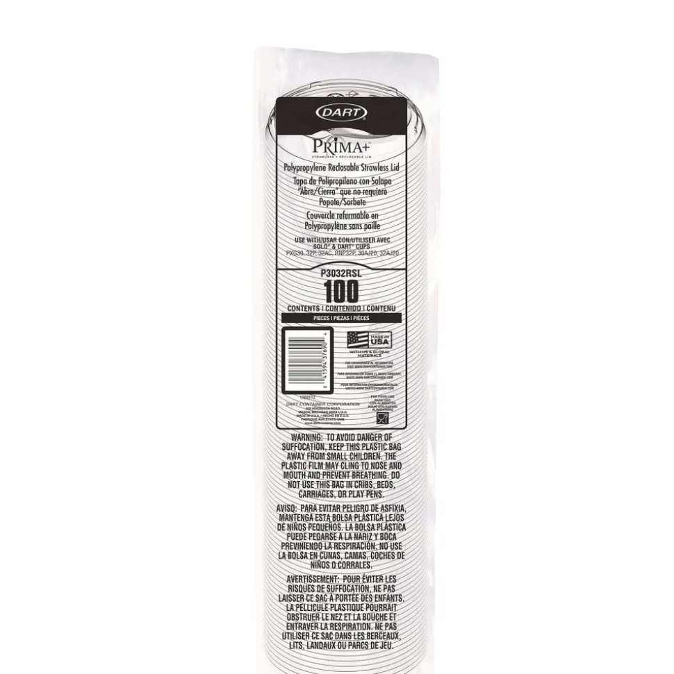 Dart Prima Strawless Plastic Lids Fits 30 oz. to 32 oz. Cold Cups - Clear (1200/Carton)