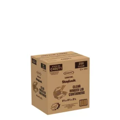 Dart StayLock 6.81 in. x 9.4 in. x 3.1 in. Oblong Plastic Hinged Lid Containers - Clear (250/Carton)