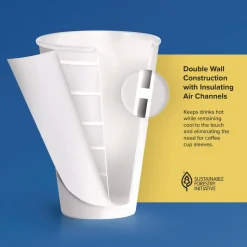 Dart Thermoguard 8 oz. Insulated Paper Hot Cups - White Sustainable Forest Design (40/Pack)