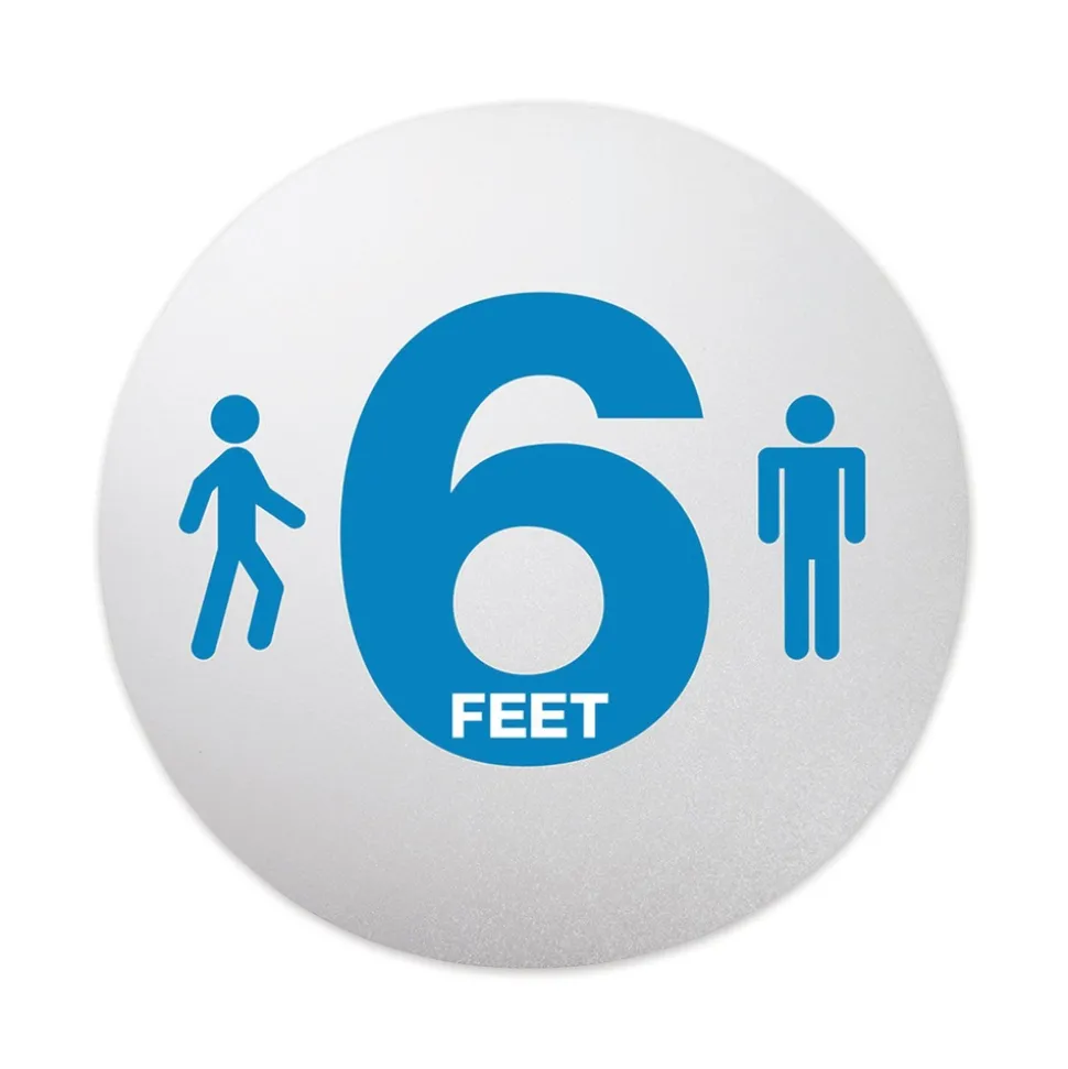 Deflecto 20 in. Diameter 6 ft. Apart Personal Spacing Discs - Clear/Medium Blue (50/Carton)