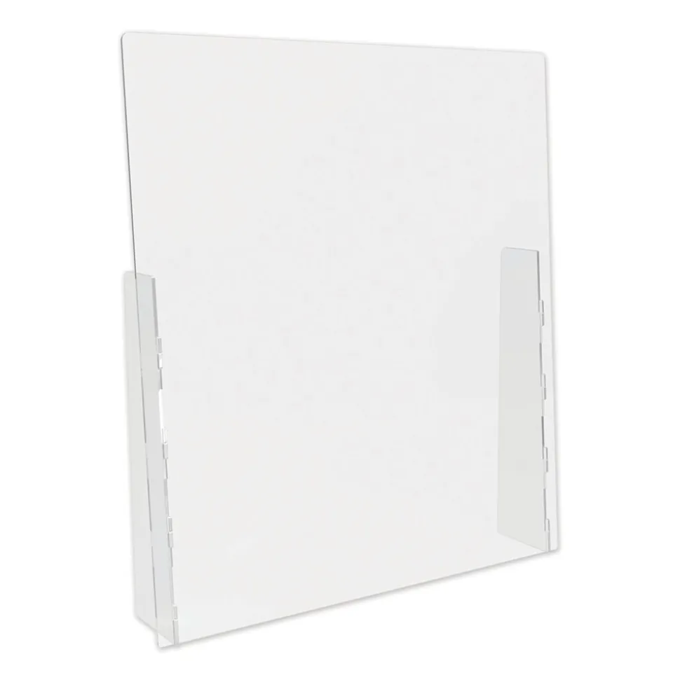 Deflecto 31.75 in. x 6 in. x 36 in. Acrylic Counter Top Barrier with Full Shield - Clear (2/Carton)