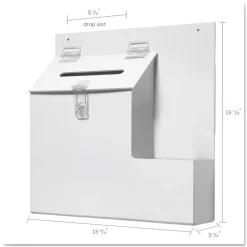 Deflecto 13.75 x 3.63 x 13.94 Plastic Suggestion Box Literature Holder with Locking Top - White
