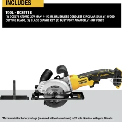 Dewalt 20V MAX ATOMIC Brushless Lithium-Ion 4-1/2 in. Cordless Circular Saw (Tool Only)