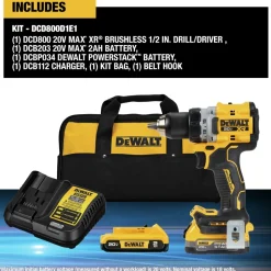 Dewalt 20V XR Brushless Lithium-Ion 1/2 in. Cordless Drill Driver Kit with 2 Batteries (2 Ah)