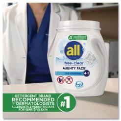 Dial MIGHTY PACS Free Clear Laundry Detergent (4/Carton)