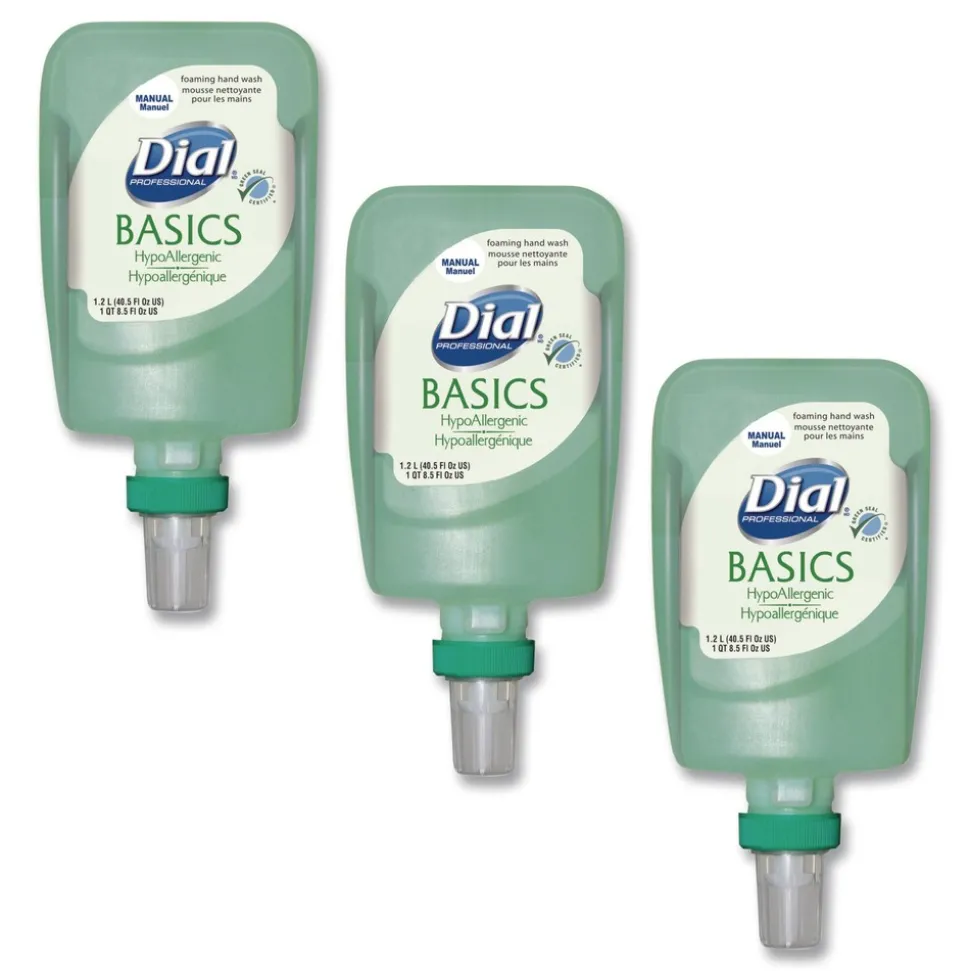 Dial Professional 1.2 Liter Basics Hypoallergenic Foaming Hand Wash Refill for FIT Manual Dispenser - Honeysuckle Scent (3/Carton)