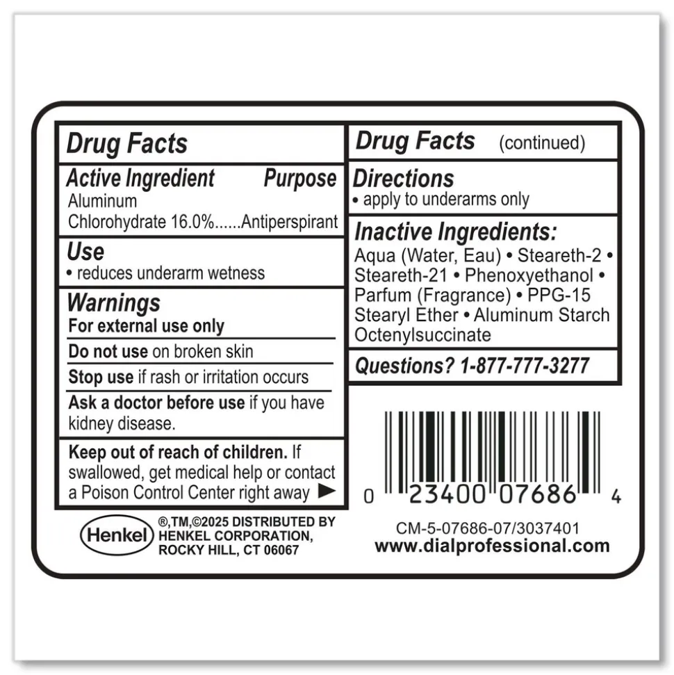 Dial Professional 1.5 oz. Roll-On Bottle Anti-Perspirant Deodorant - Crystal Breeze (48/Carton)