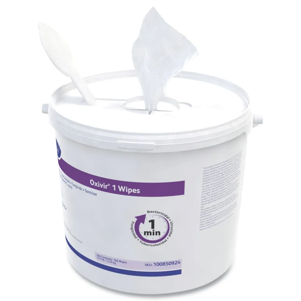 Diversey Care Oxivir 11 in. x 12 in. 1-Ply 1 Wipes (160/Canister, 4 Canisters/Carton)