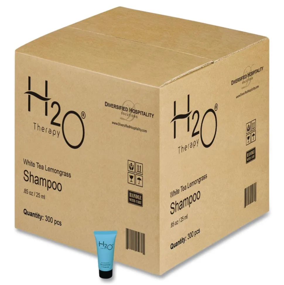 Diversified Hospitality Solutions H2O Therapy 0.85 oz Single-Use Shampoo - White Tea and Lemongrass (300/Carton)