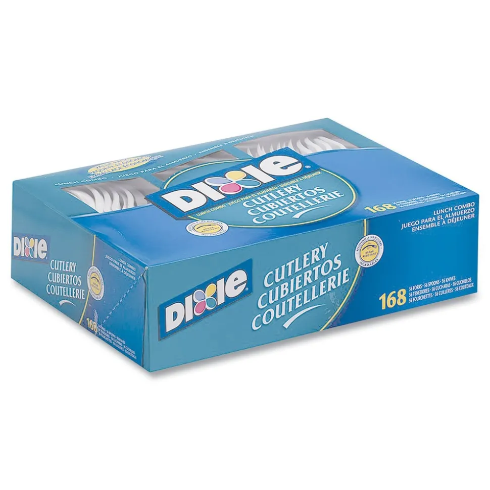 Dixie CM168 Tray with Plastic Forks/Knives/Spoons Combo Pack - White (1008/Carton)