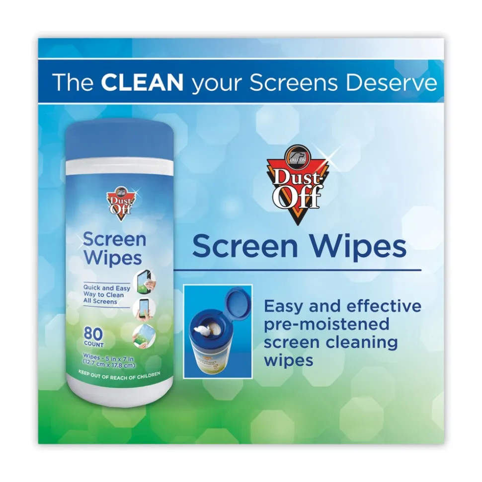 Dust-Off 5 in. x 7 in. Cloth Premoistened Monitor Cleaning Wipes - White