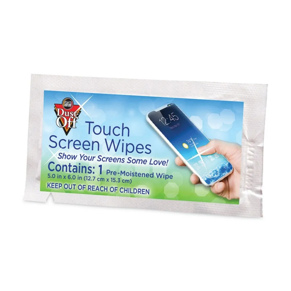 Dust-Off 1 Jar, 200 Individual 5 in. x 7-3/4 in. Touch Screen Wipe Packets