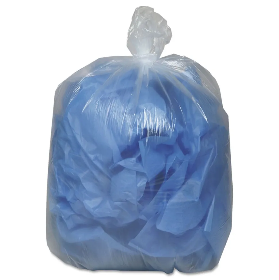 Earthsense Commercial 33 in. x 39 in. 33-Gallon 1.25 mil. Linear Low Density Clear Recycled Can Liners - Clear (100/Carton)