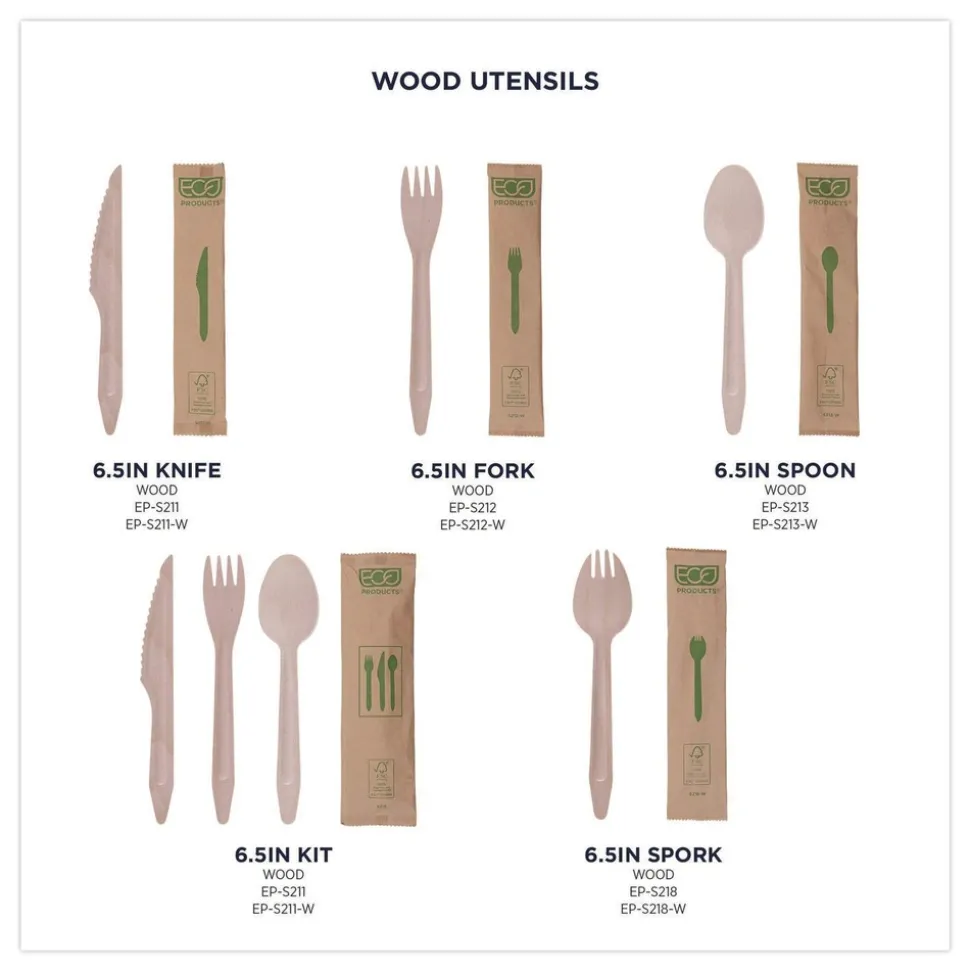 Eco-Products General Purpose Fork Wood Cutlery - Natural (500/Carton)