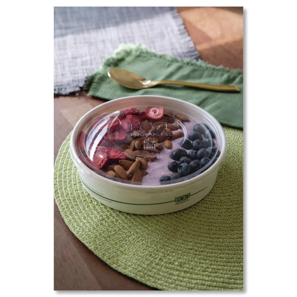 Eco-Products GreenStripe 7.28 in. Diameter x 2.48 in. 32 oz. Paper Food Containers - White (300/Carton)