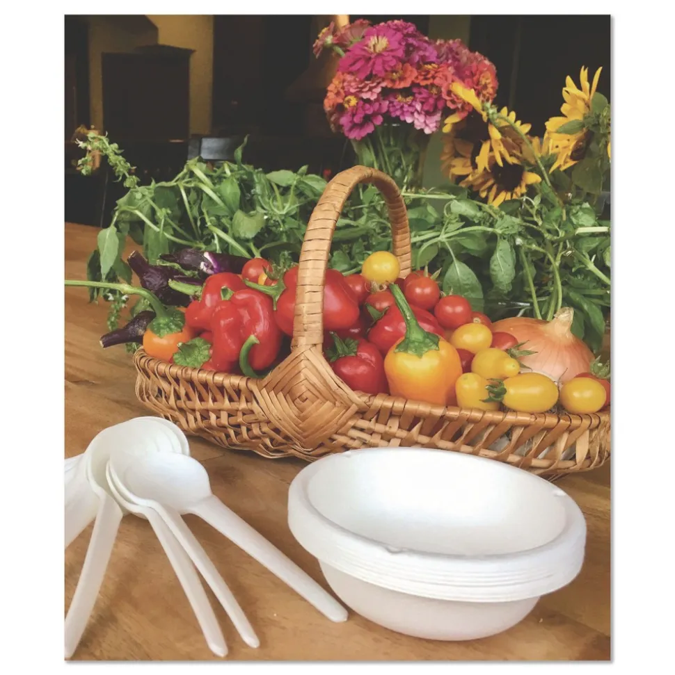 Eco-Products Plantware Compostable Heavyweight Plastic Soup Spoon - White (1000/Carton)