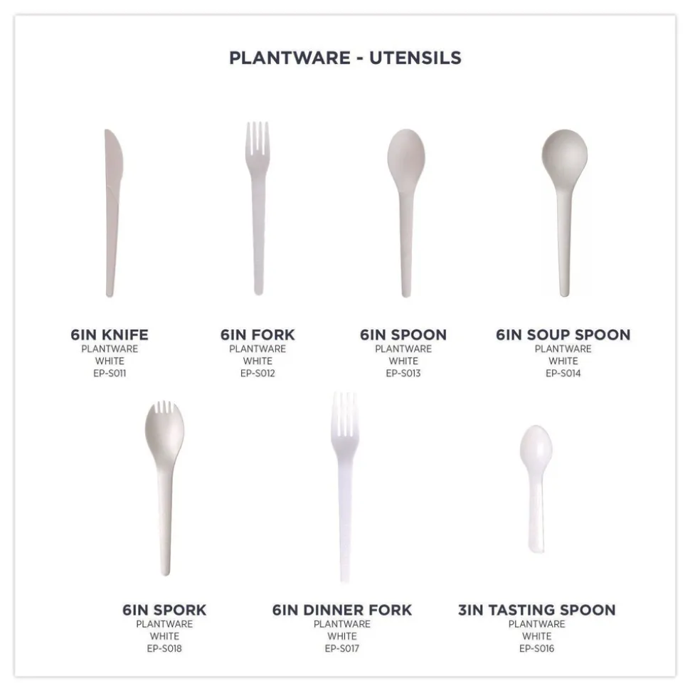 Eco-Products Plantware Compostable Heavyweight Plastic Soup Spoon - White (1000/Carton)