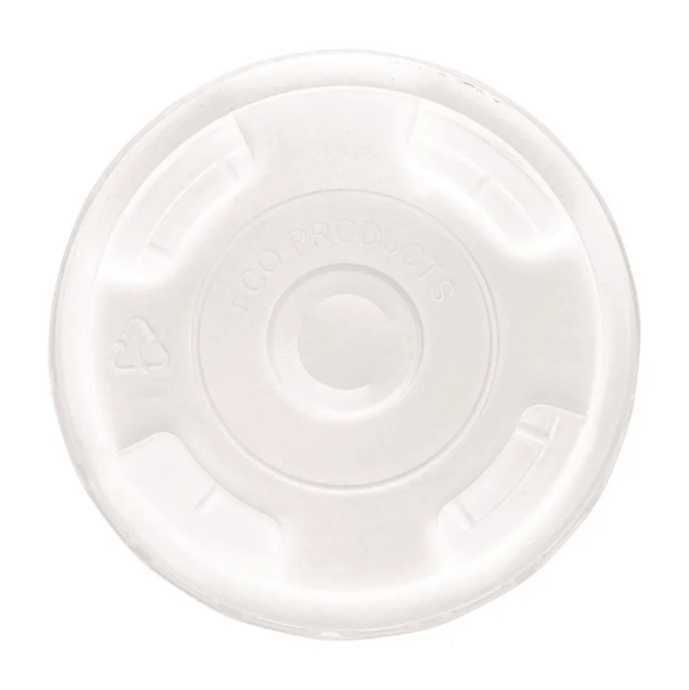 Eco-Products EP-CRFL BlueStripe Recycled Content 9 oz. to 24 oz. Cold Cup Flat Lids - Clear (10 Packs/Carton, 100/Pack)