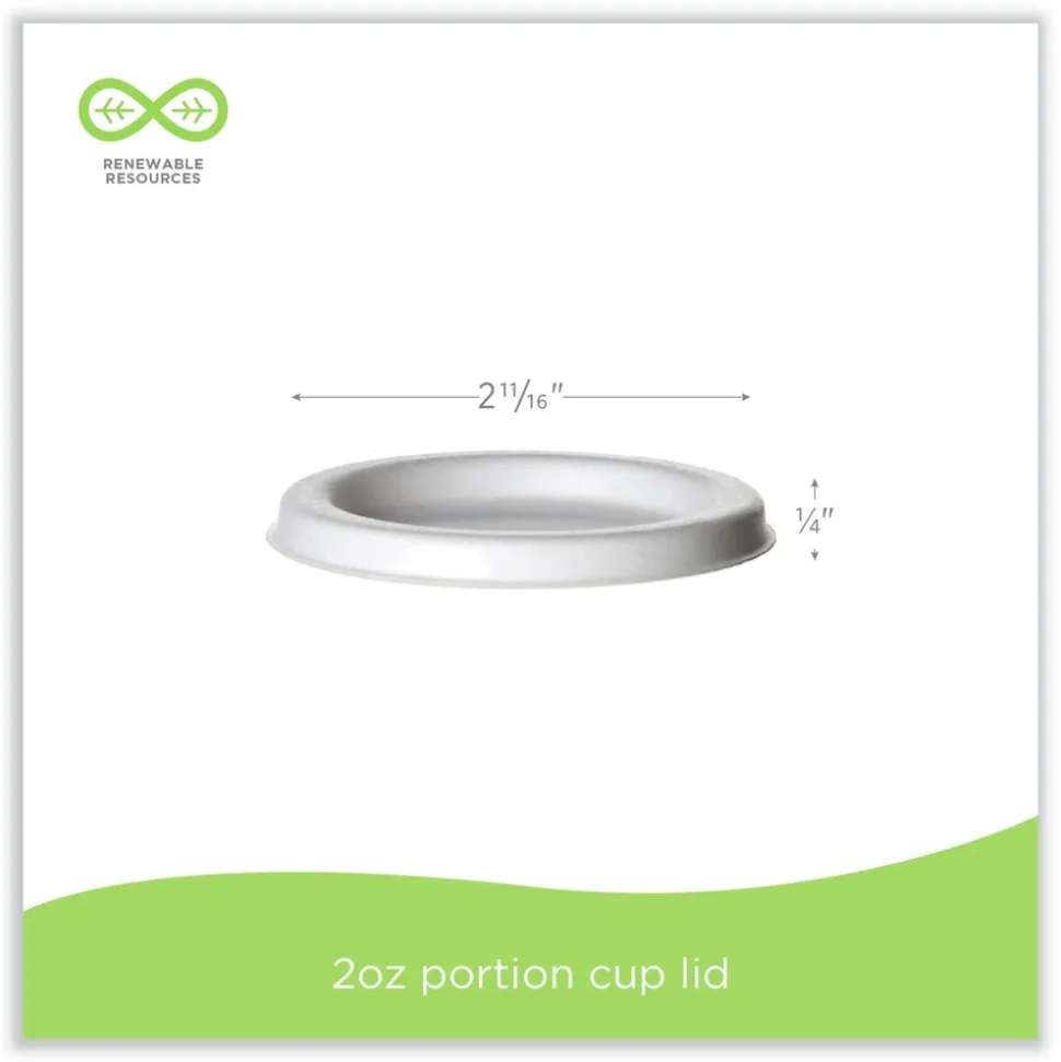 Eco-Products EP-SPCLID2 2 oz Sugarcane Portion Cup Lids - White (2500/Carton)
