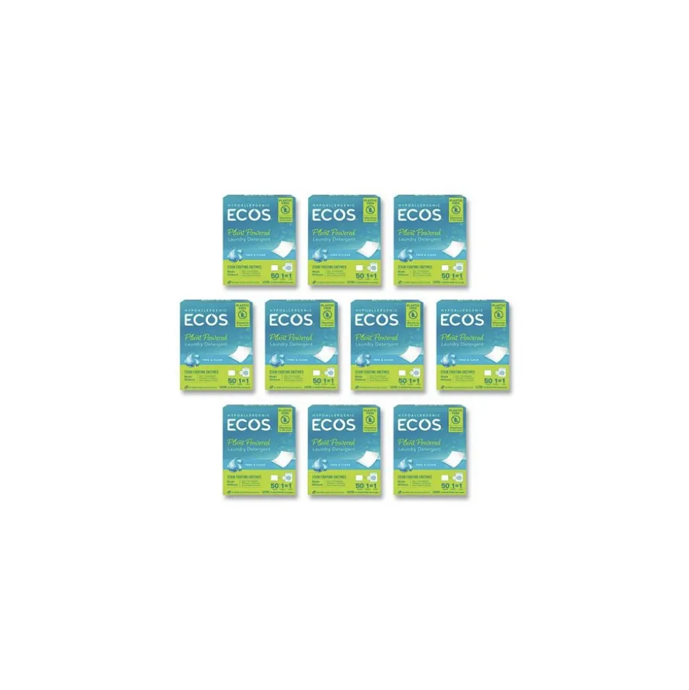 ECOS 953710CT Liquidless Laundry Detergent Sheets - Free and Clear (10/Carton)