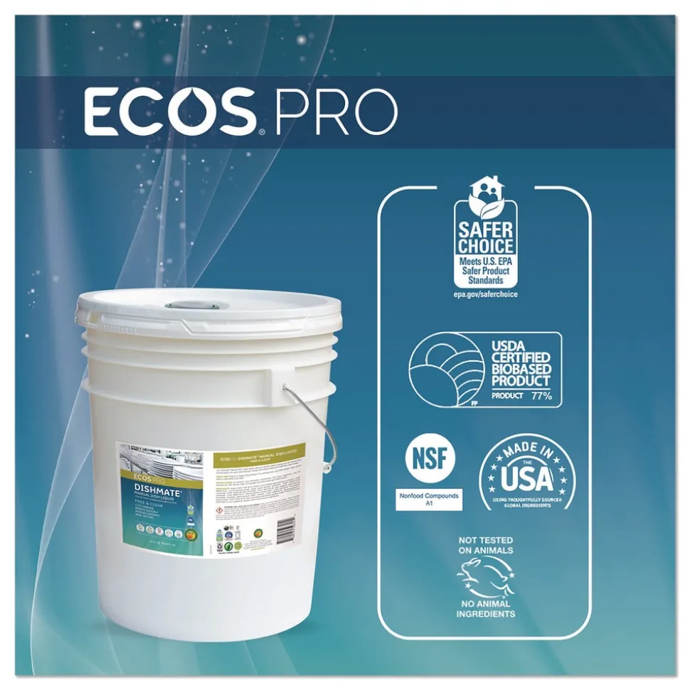 ECOS PRO 5 gal. Pail Dishmate Manual Dish Liquid Detergent - Free and Clear