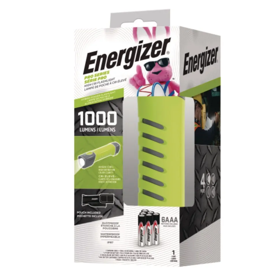 Energizer Rechargeable Lithium-Ion Pro Series Handheld High CRI Flashlight with 6 AAA Batteries - Gray/Green