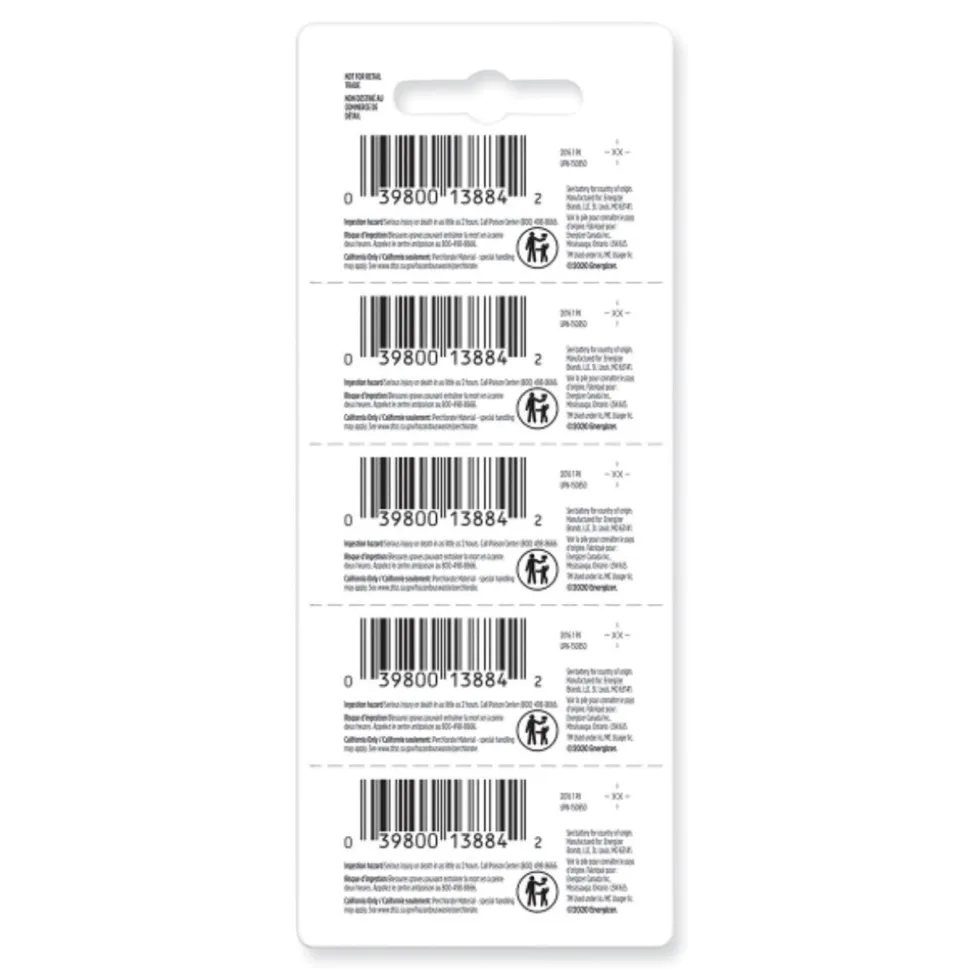 Energizer 3V Industrial Lithium Coin Battery with Tear-Strip Packaging (100/Box)