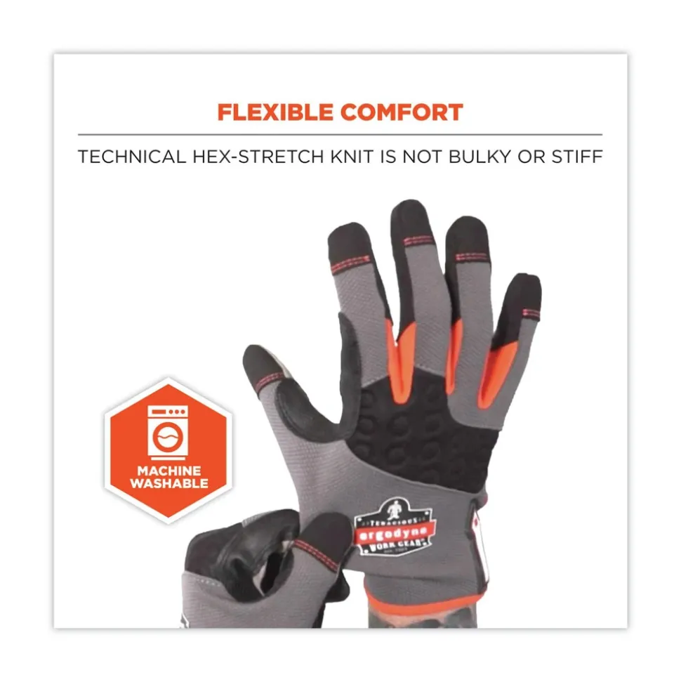 Ergodyne ProFlex 710 9 in. Long Heavy-Duty Mechanics Gloves - Small Gray (1-Pair)