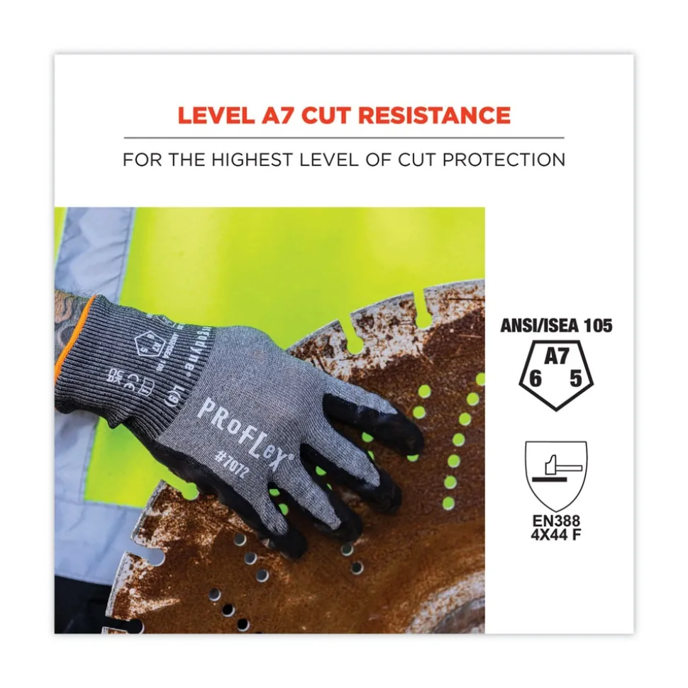 Ergodyne ProFlex 7072 ANSI A7 Nitrile-Coated CR Gloves, Gray, Medium, 12 Pairs/Pack