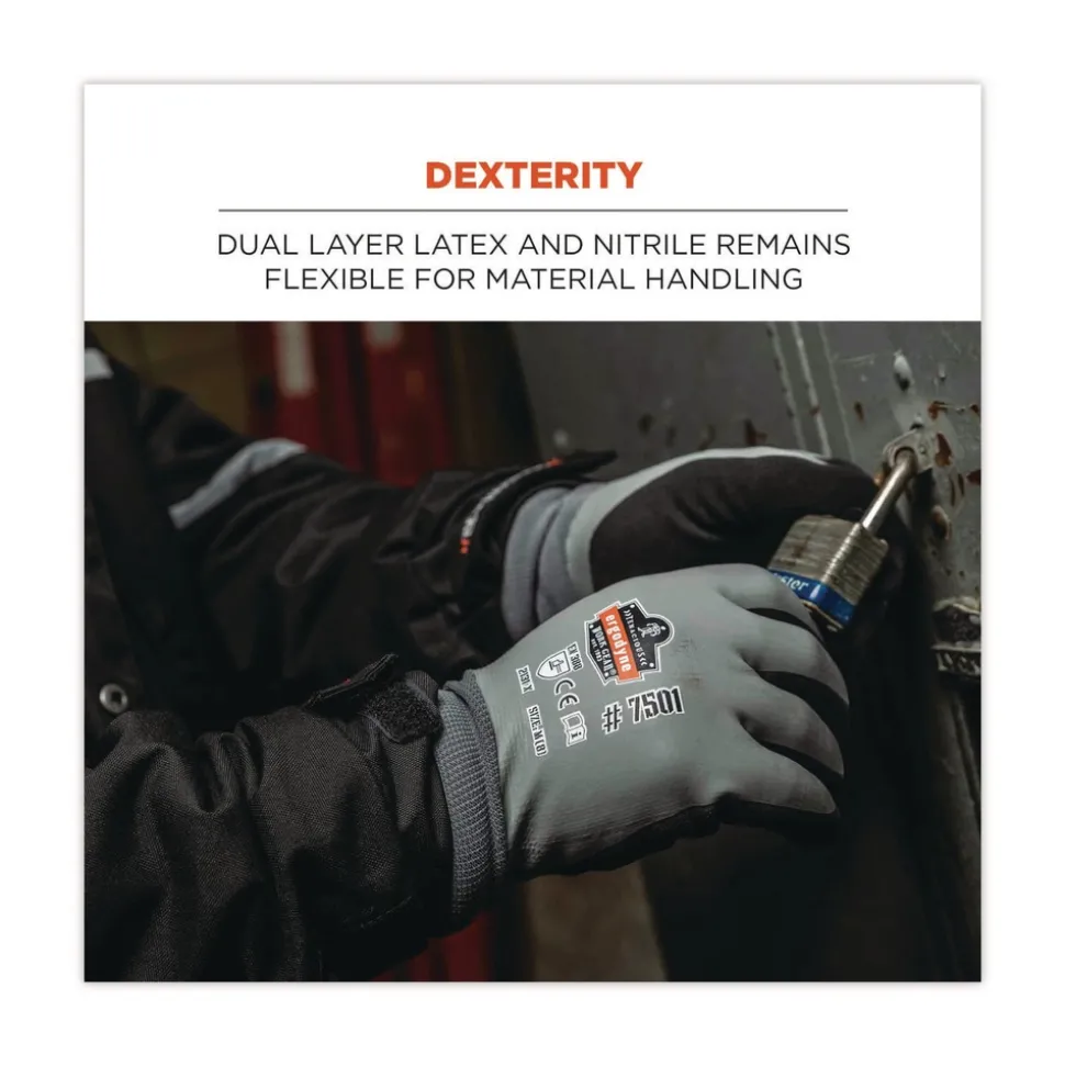 Ergodyne ProFlex 7501 Coated Waterproof Winter Gloves - Large Gray (1-Pair)