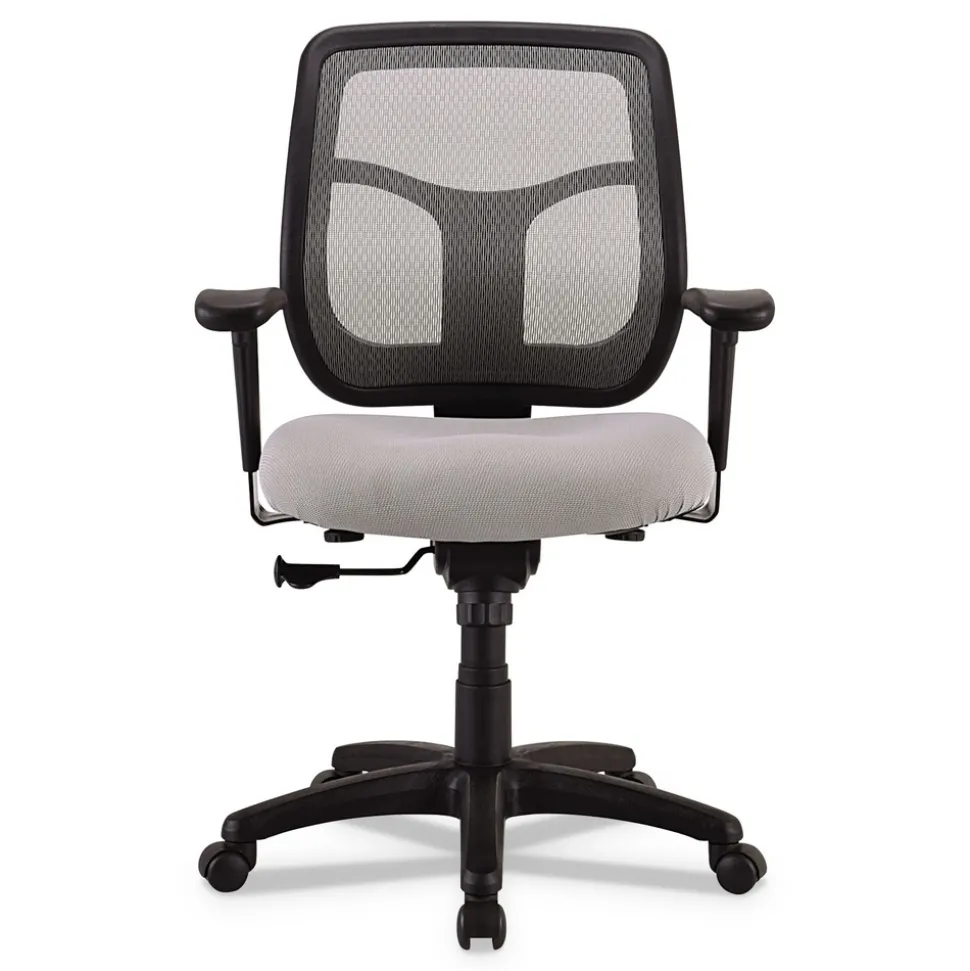 Eurotech 18.1 in. to 21.7 in. Seat Height Apollo Mid-Back Mesh Chair - Silver Seat, Silver Back, Black Base