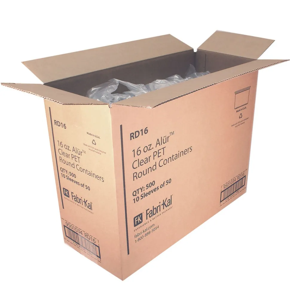 Fabri-Kal 000000000009501034 4.6 in. Diameter x 3 in. 16 oz. Recycleware Round Plastic Deli Container - Clear (500/Carton)