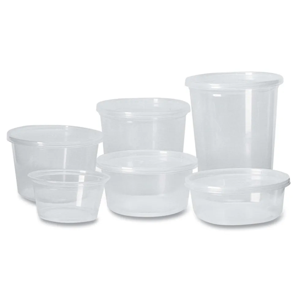 Fabri-Kal 000000000009505103 4.6 in. x 4.1 in. 24 oz. Microwavable Plastic Deli Containers - Clear (500/Carton)
