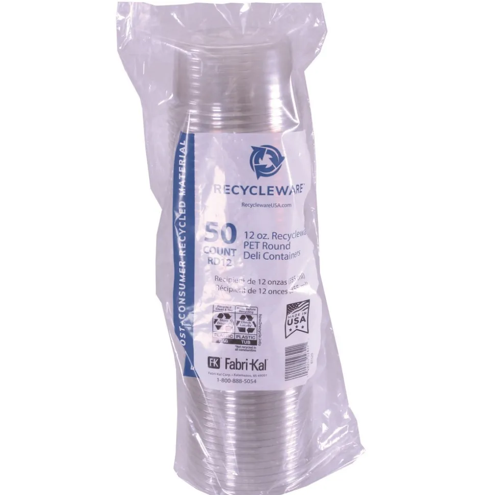 Fabri-Kal 000000000009501032 4.6 in. Diameter x 2.3 in. 12 oz. Recycleware Round Plastic Deli Container - Clear (500/Carton)
