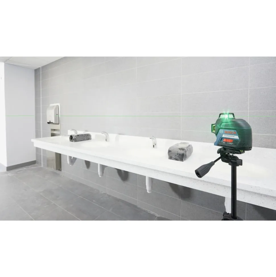 Factory Reconditioned Bosch 360 Degrees Green-Beam Three-Plane Leveling and Alignment-Line Laser