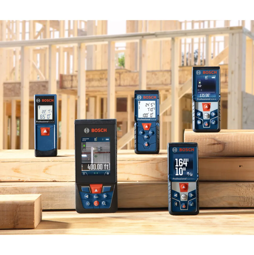 Factory Reconditioned Bosch 400 ft Cordless Bluetooth Laser Measure with Camera Viewfinder and AA Batteries Kit