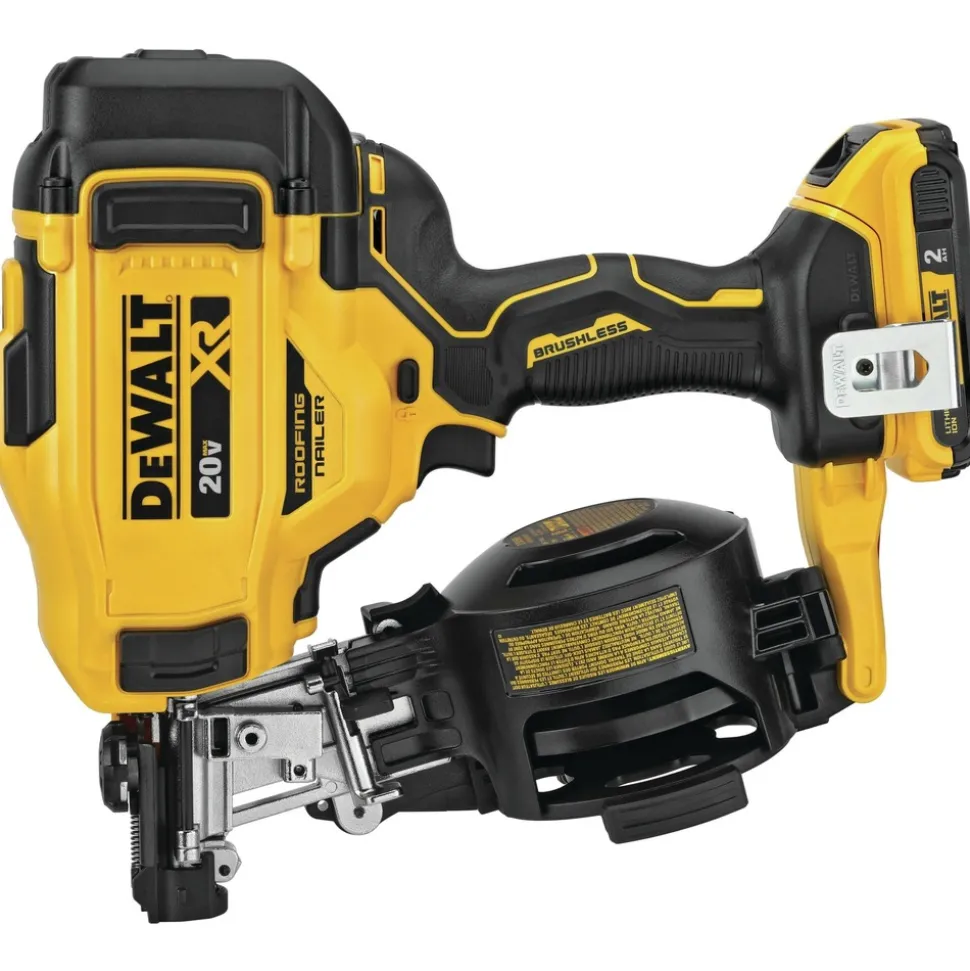 Factory Reconditioned Dewalt 20V MAX Brushless Lithium-Ion 15 Degree Cordless Coil Roofing Nailer Kit (2 Ah)