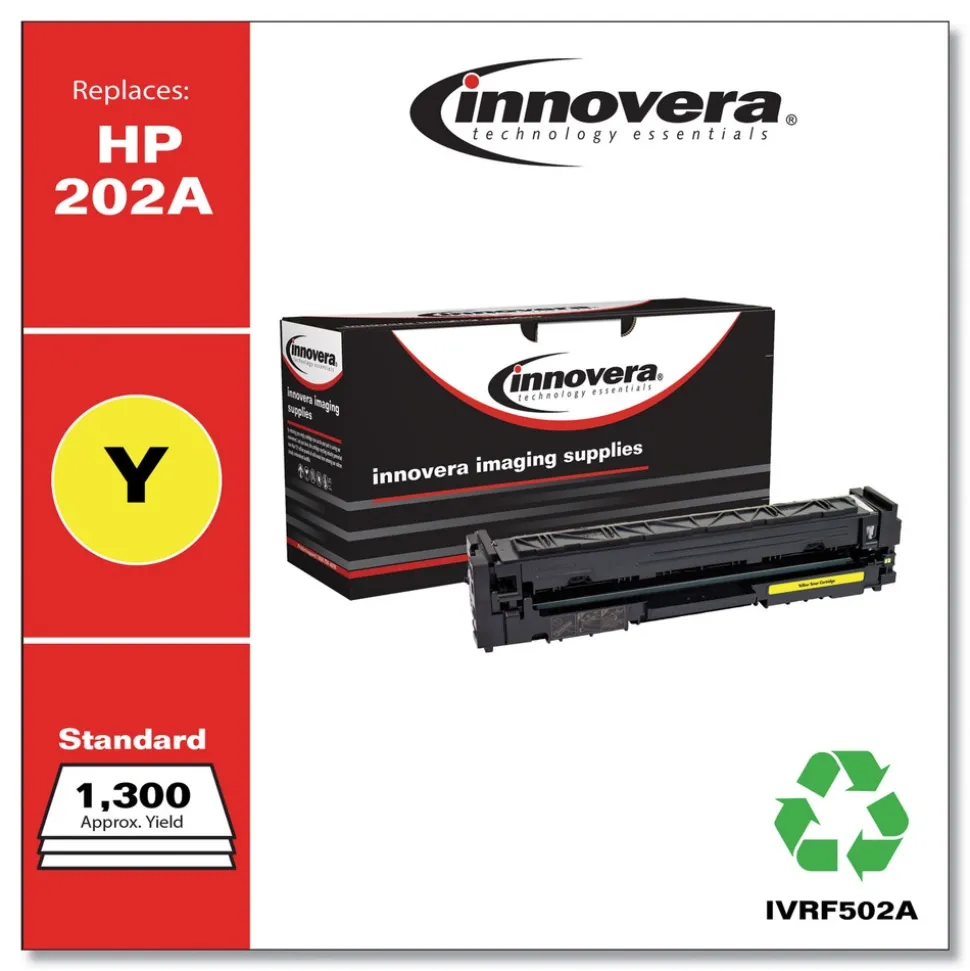 Factory Reconditioned Innovera Remanufactured 1,300 Page-Yield Replacement Toner for 202A (CF502A) - Yellow
