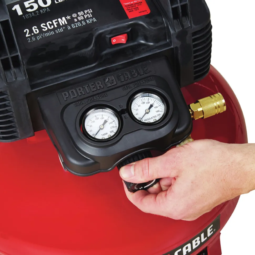 Factory Reconditioned Porter-Cable 0.8 HP 6 Gallon Oil-Free Pancake Air Compressor