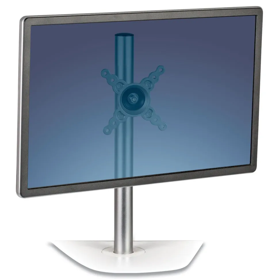 Fellowes Mfg Co. 180 Degree Rotation 180 Degree Pan Lotus Single Monitor Arm Kit for 26 in. Monitors Supports 17 lbs. - Silver