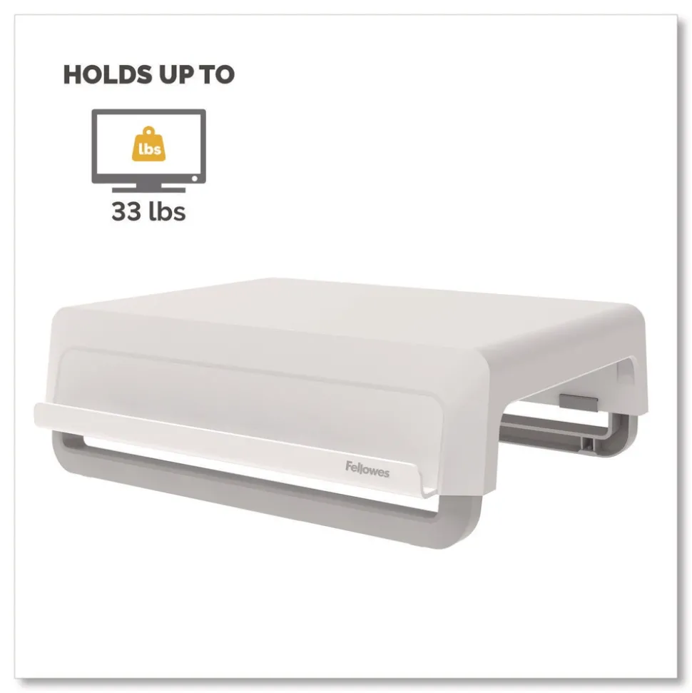 Fellowes Mfg Co. 13.94 in. x 11.97 in. x 3.25 in. to 6 in. Supports 33 lbs. Breyta Monitor Stand - White
