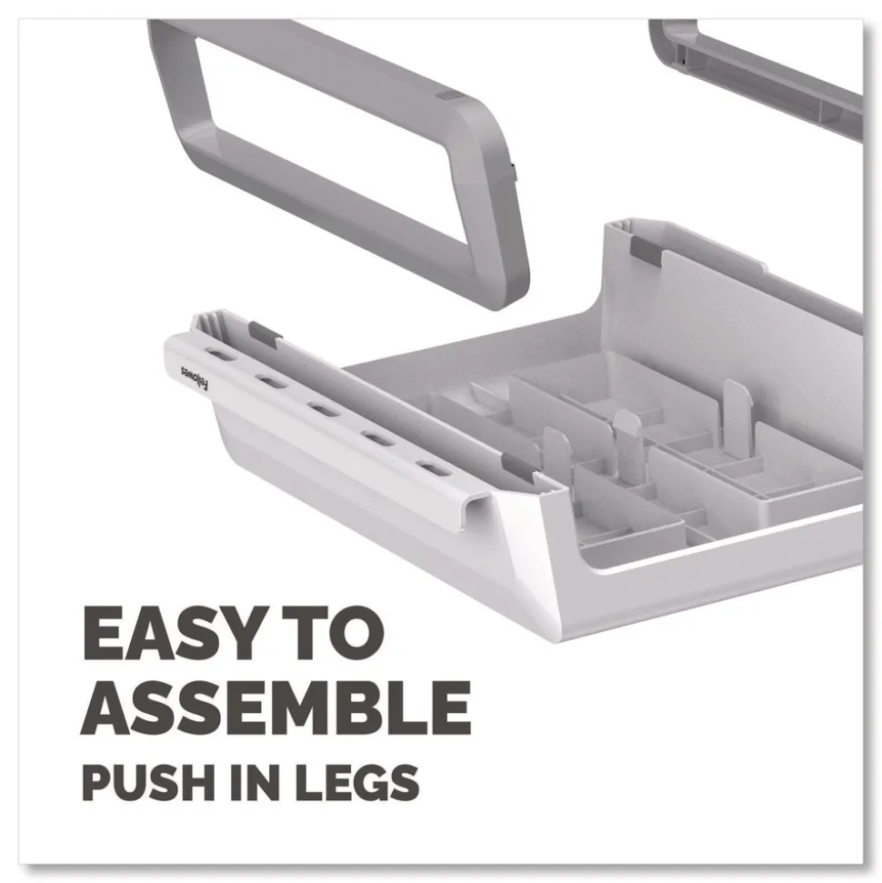 Fellowes Mfg Co. 13.94 in. x 11.97 in. x 3.25 in. to 6 in. Supports 33 lbs. Breyta Monitor Stand - White