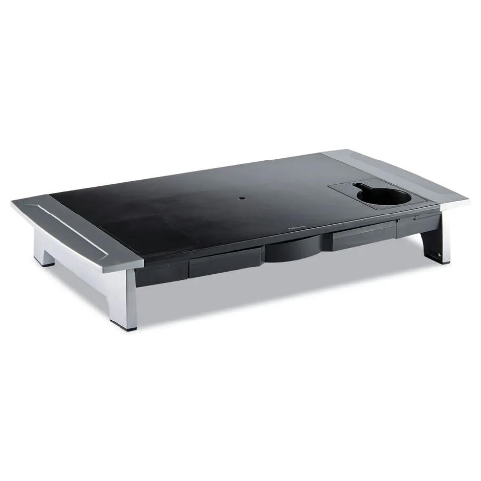 Fellowes Mfg Co. 27 in. x 14 in. x 4 in. to 6.5 in. Office Suites Premium Monitor Riser - Black/Silver